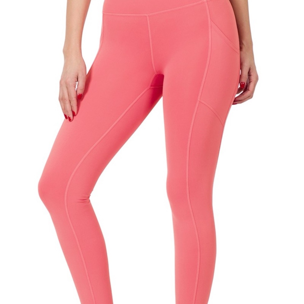 Zenana Outfitters Pink High-Waisted Leggings
